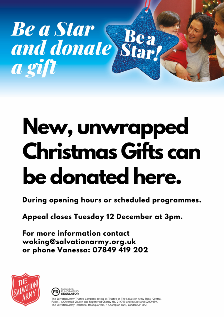Woking Corps Christmas Present Appeal poster