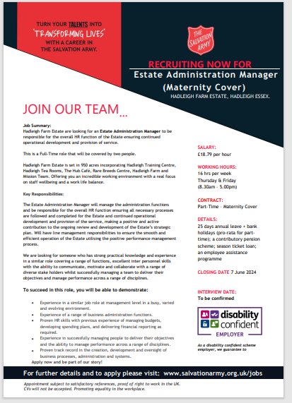 Job Advert - Estate Administration Manager (Maternity Cover)