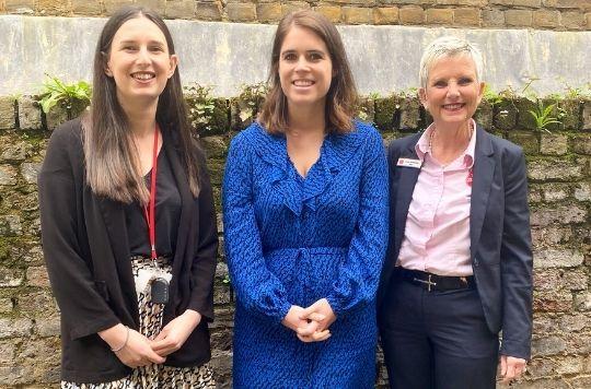 Princess Eugenie with The Salvation Army’s Director of Anti Trafficking and Modern Slavery, Kathy Betteridge and Service Manager for the London Outreach Service, Jenny Gibson.