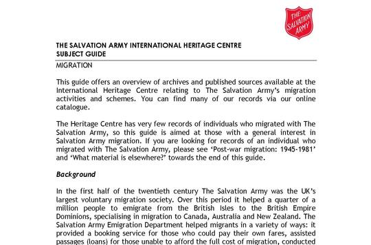 International Heritage Centre Migration Subject Guide