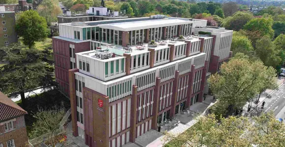 Drone shot of Territorial Headquarters at Denmark Hill