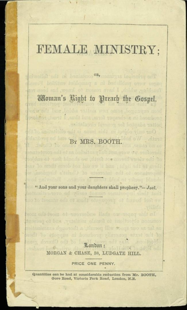 Female Ministry; Women’s Right to Preach the Gospel – Catherine Booth, 1870