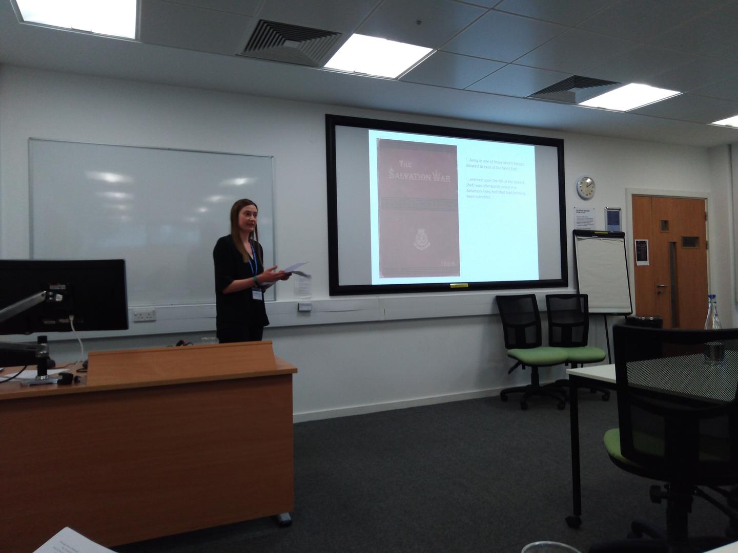 Ruth Macdonald presenting her paper ‘Rescuing the “Fallen” Woman by Revisiting the Archives’, BAVS Conference, 2019