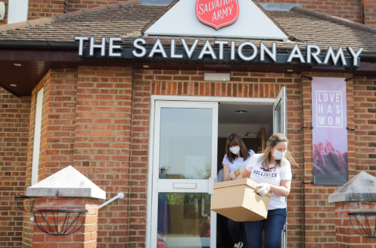 Salvation Army volunteers deliver food parcels