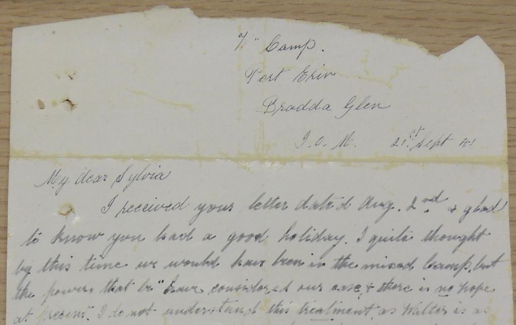 Letter from Esther Busse to her sister Sylvia from internment