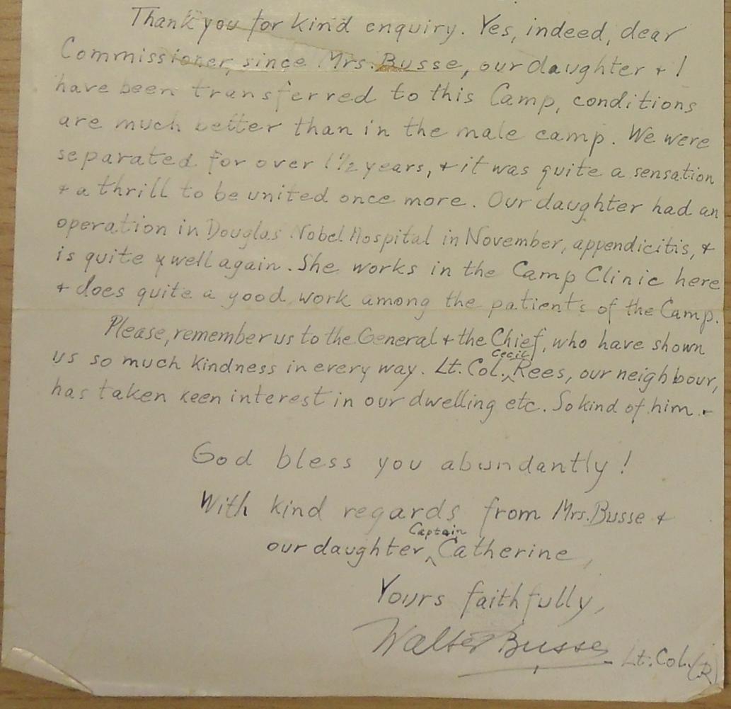 Letter from Walter Busse
