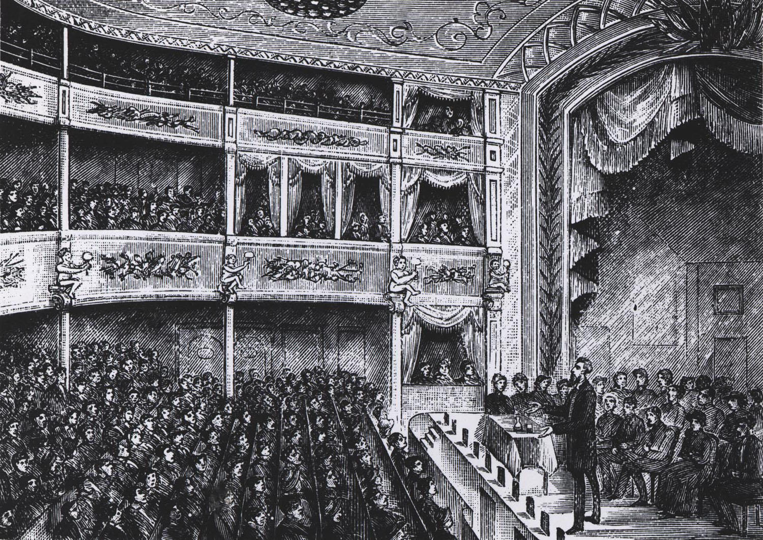William Booth preaching in the Effingham Theatre
