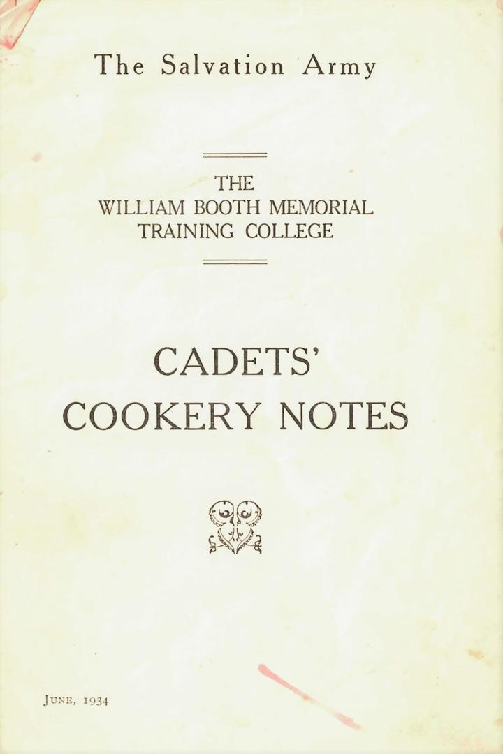 Cadets' Cookery Notes, 1934