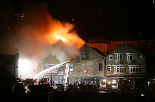 Firefighters tackle a blaze at St Ives Salvation Army