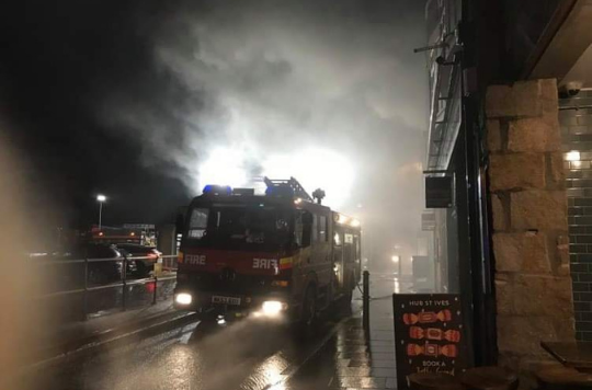 The fire brigade tackle a blaze in St Ives