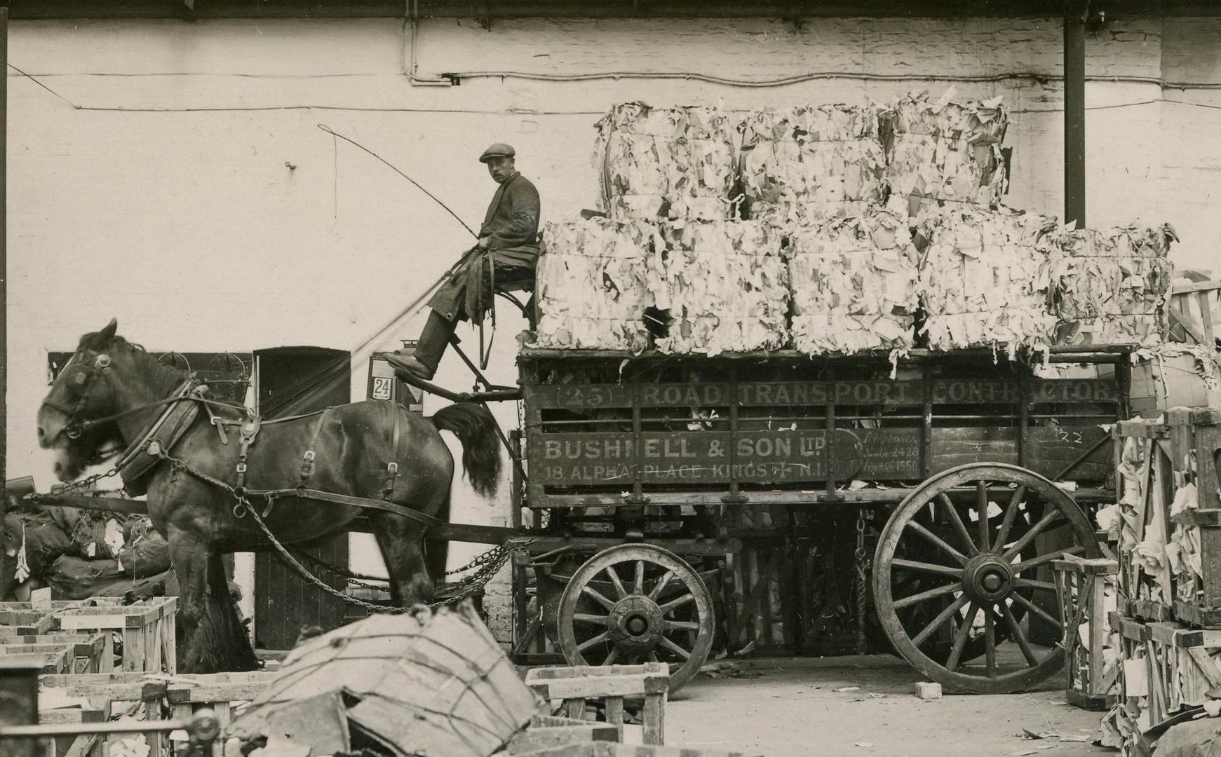 Working horses in a waste paper works