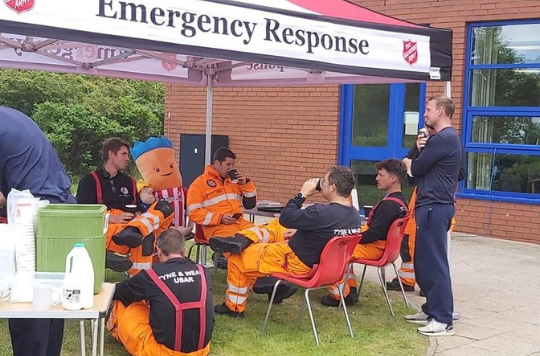 Emergency workers decompress with Salvation Army during training exercise