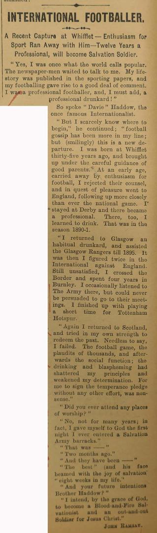International Footballer, The War Cry, 10 January 1903
