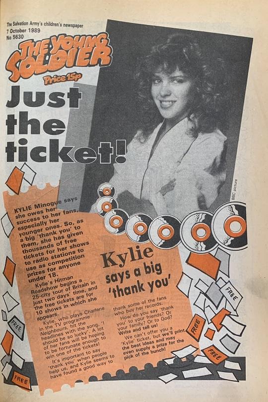 Kylie Minogue was featured in the magazine in 1989