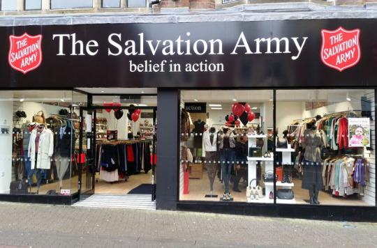 Shot of the shop front of a Salvation Army Trading Company store
