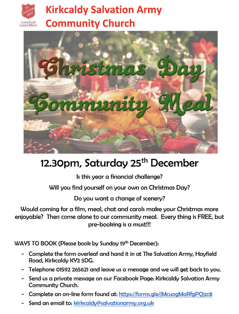 Kirkcaldy Christmas Day Community Meal - 1230, 25th December 2021