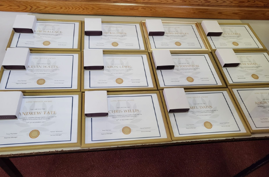 Certificates for long serving staff members in Hull 