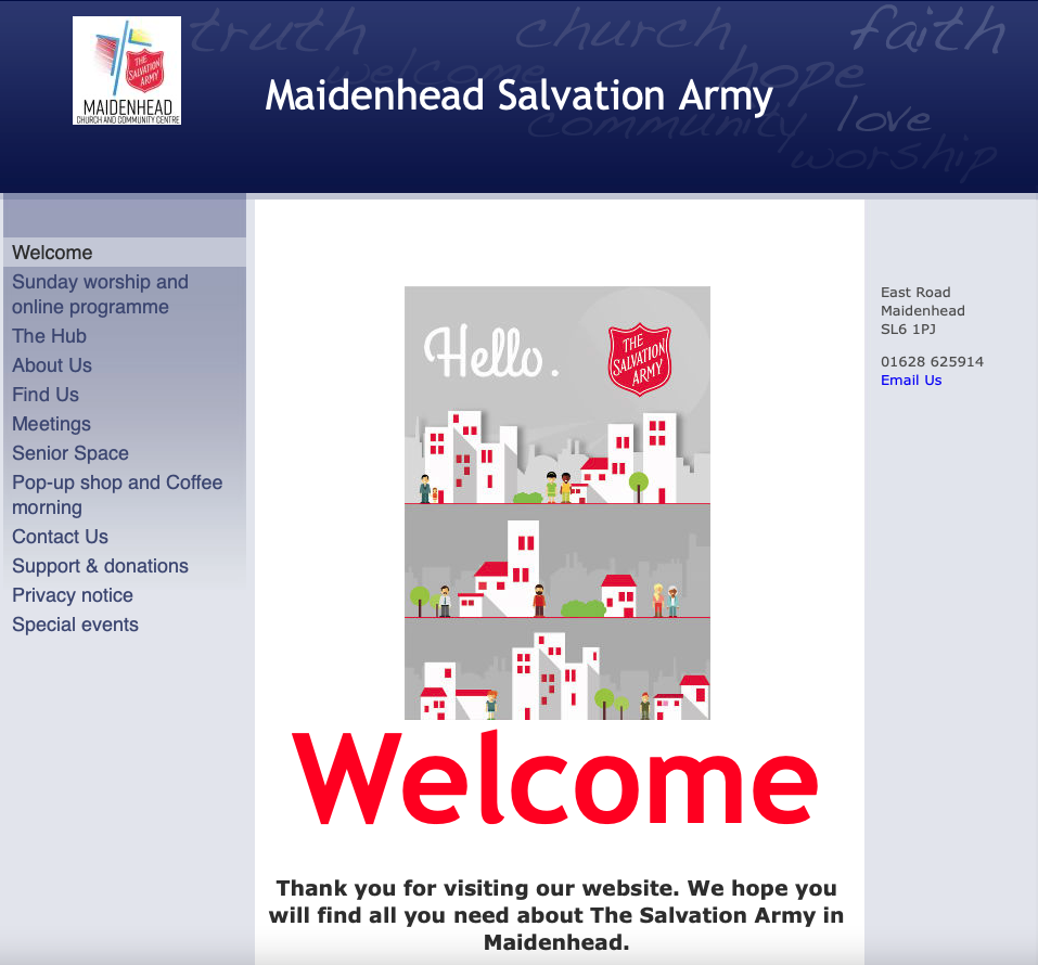 Maidenhead Salvation Army Dedicated Website