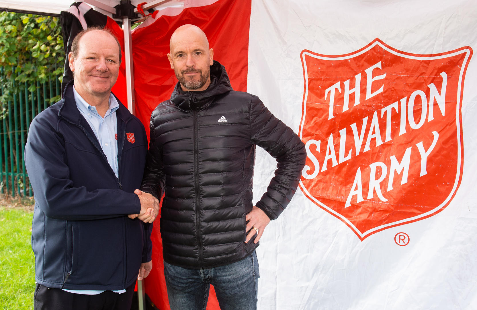 Erik ten Hag with The Salvation Army's secretary for mission Drew McCombe.JPG