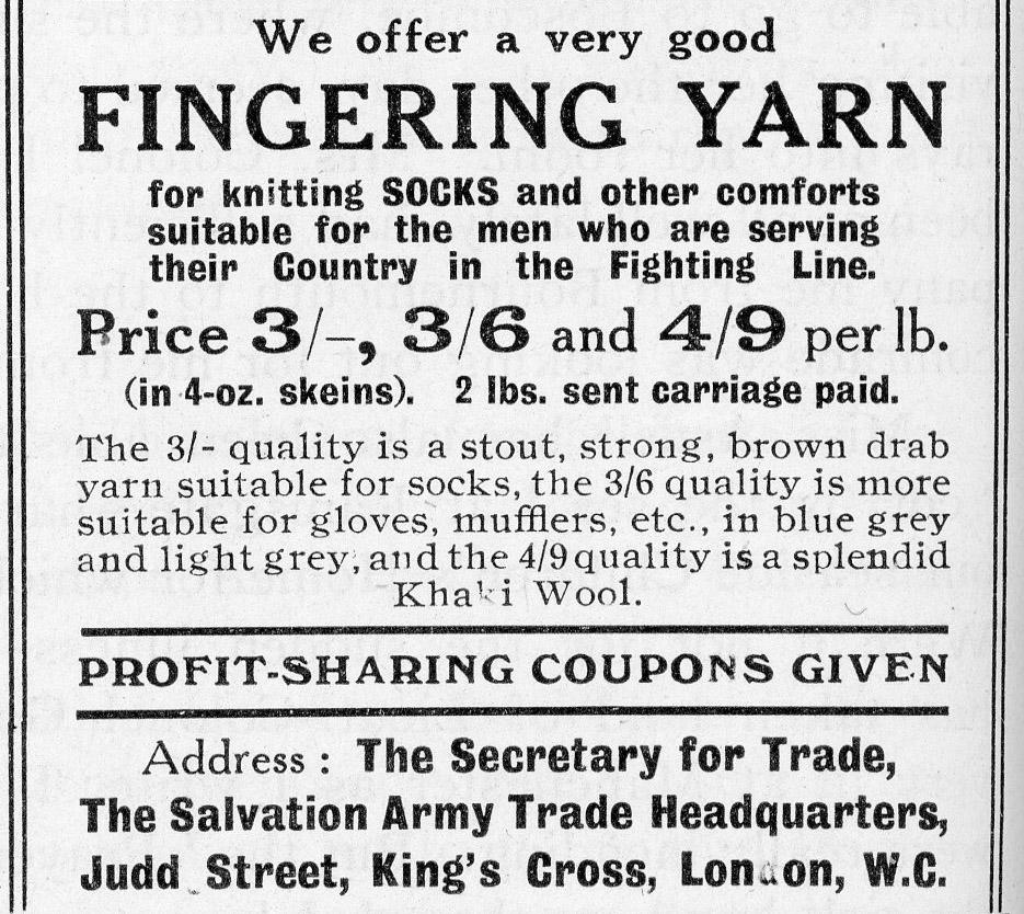 Advert for yarn sold by the Trade Department