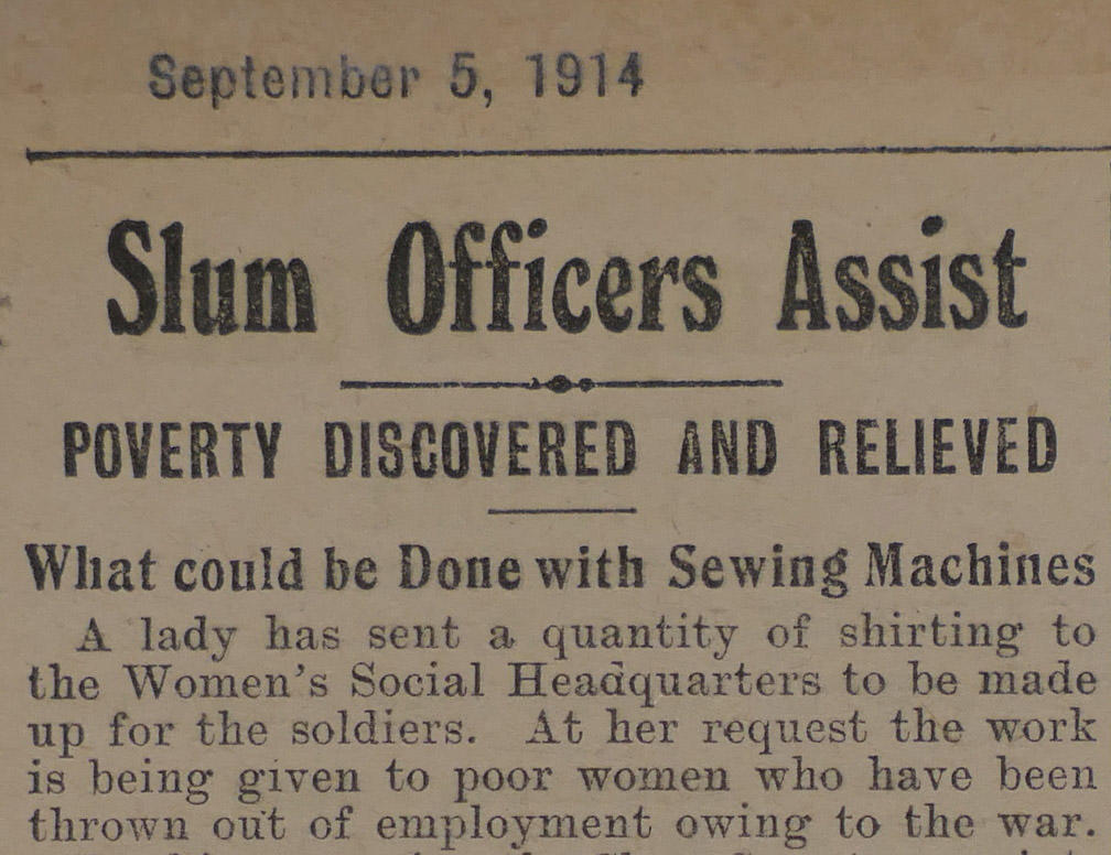 Newspaper article about a donation of fabric given to The Salvation Army