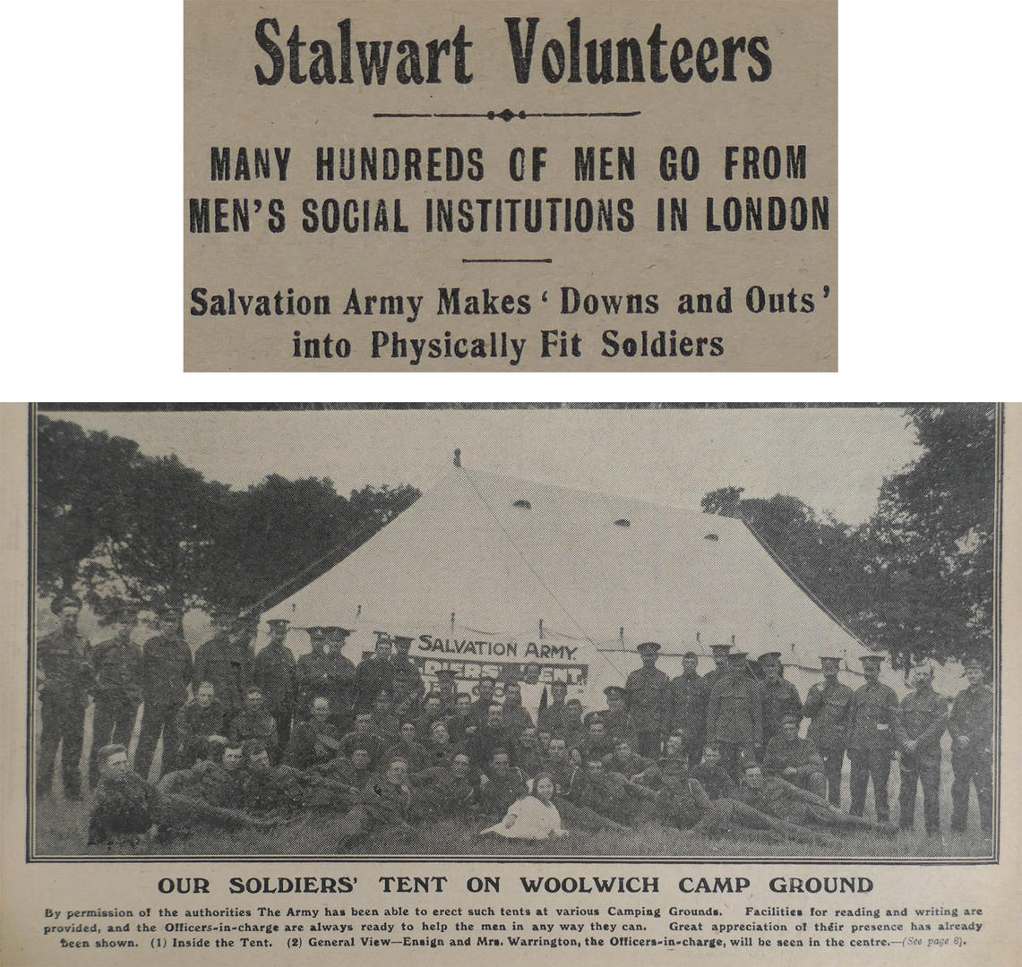 Two articles describing Salvation Army activities during the First World War