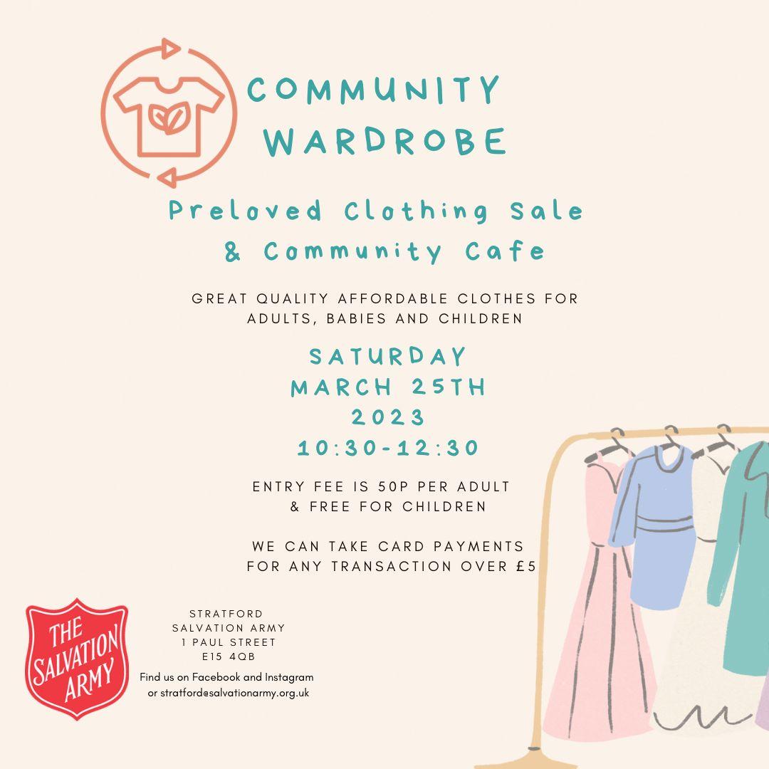 Invitation to Community Wardrobe event March 25th 10:30-12:30