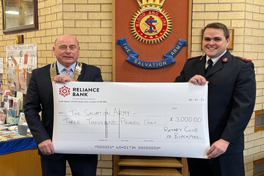 The Rotary Club Blackpool raised £3,000 for The Salvation Army in Blackpool