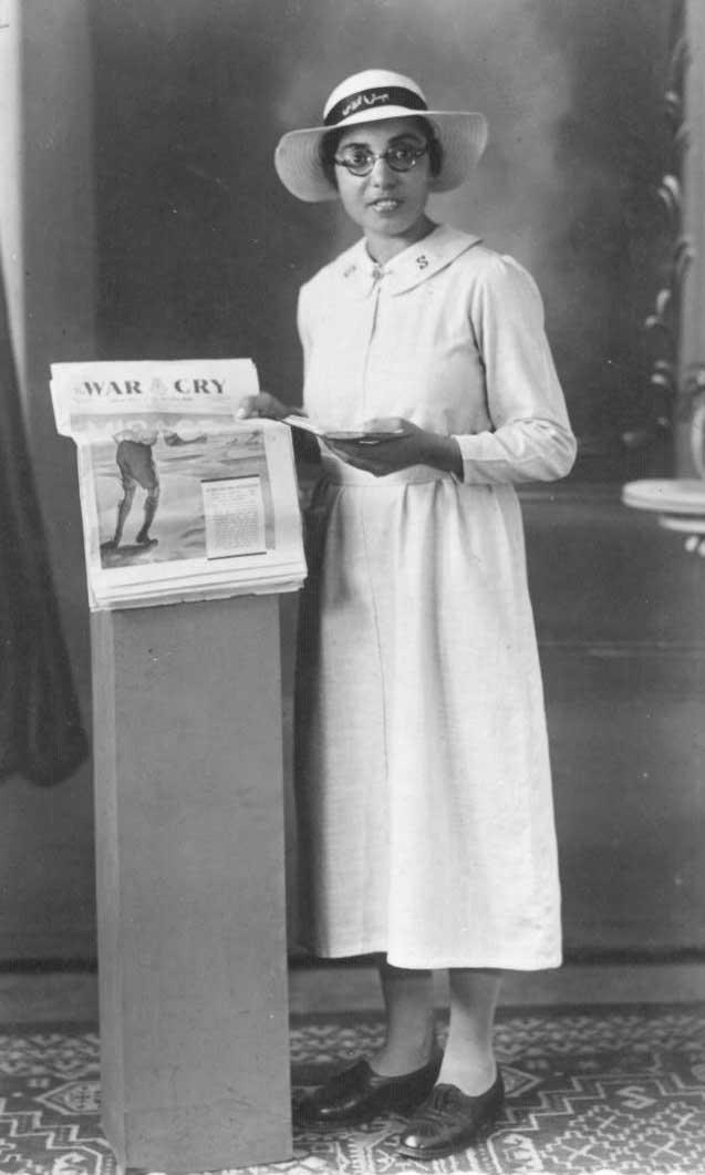 Martha Paul selling The War Cry, 1938.