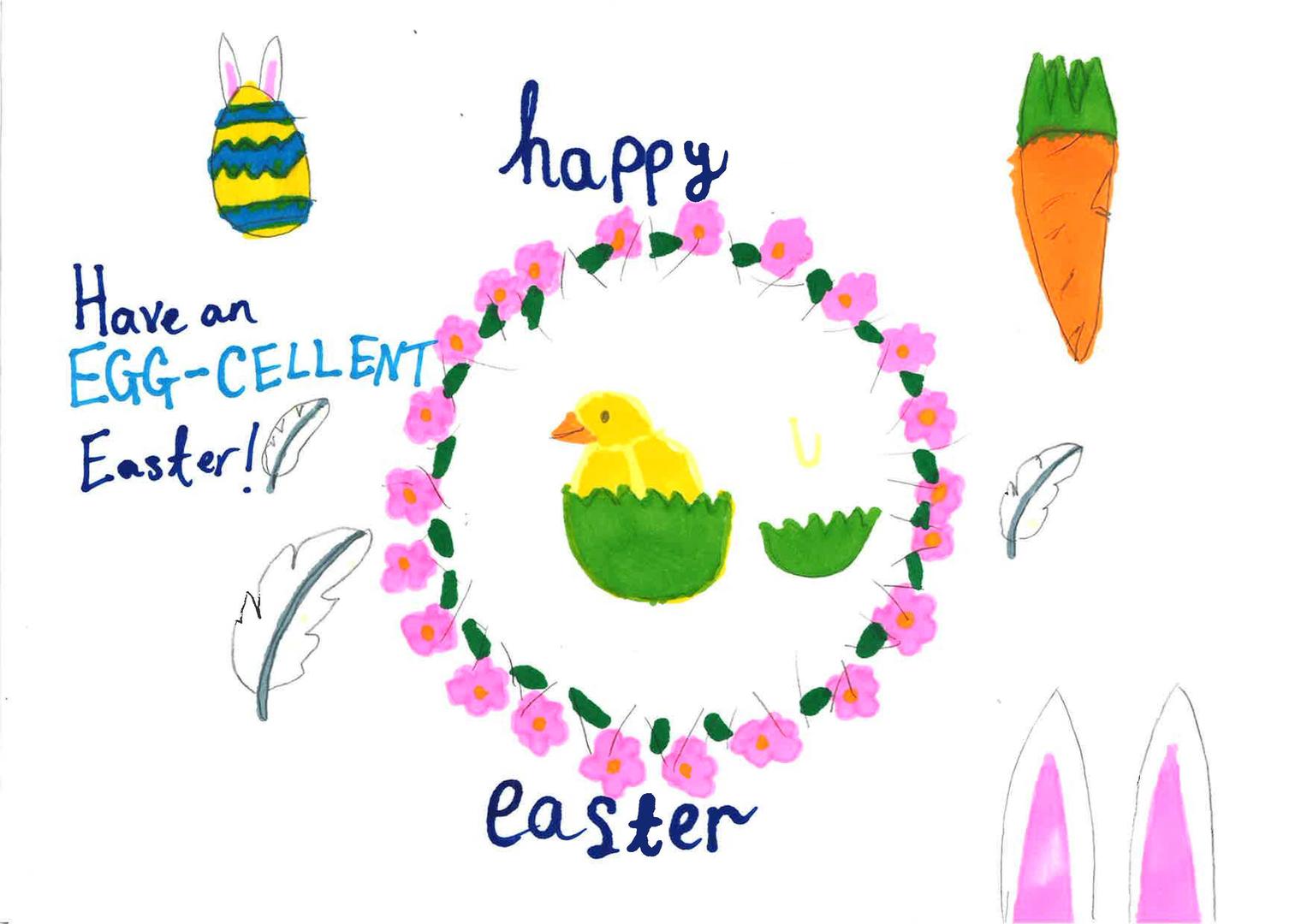 Easter card with chick hatching
