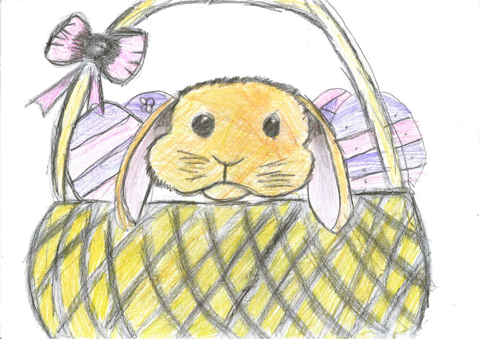 Easter card with chick in basket