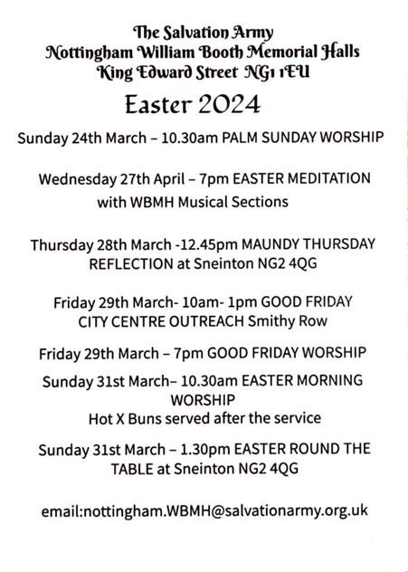 A poster detailing Easter events, text below.
