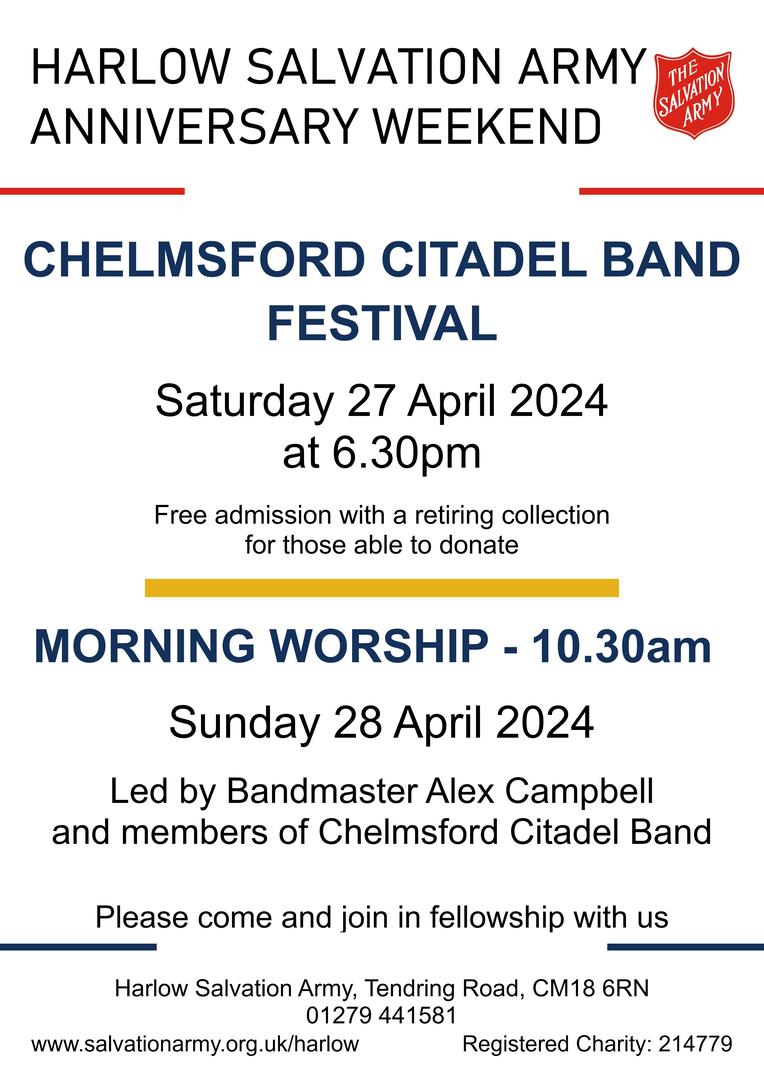 Chelmsford Band Visit 27th and 28th April
