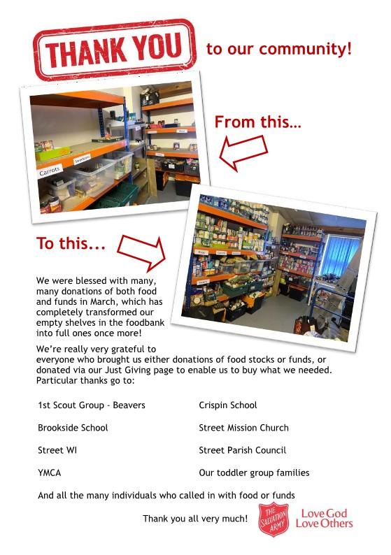 From emptry shelves to full shelves - thanks to many donations from our community