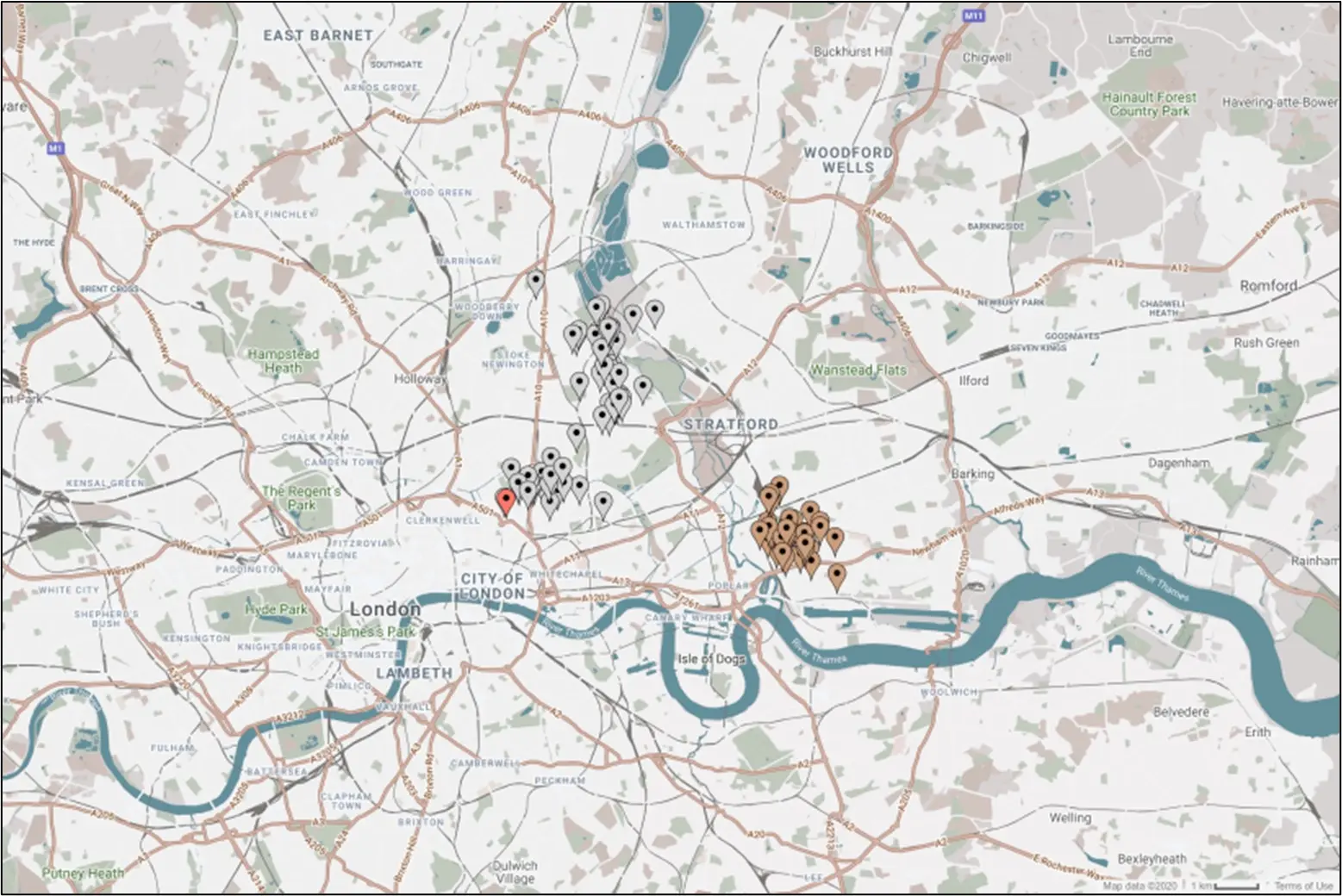Eva Goodsell's cases: map 2