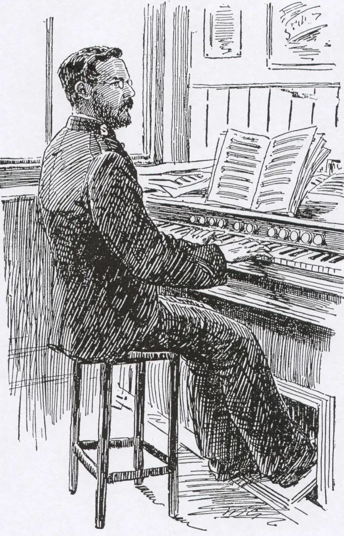 Illustration of Richard Slater at an organ