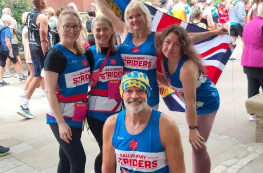 people dress in Salvation Army charity tops