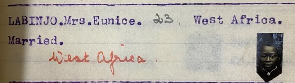 Sessional list entry for Eunice Labinjo