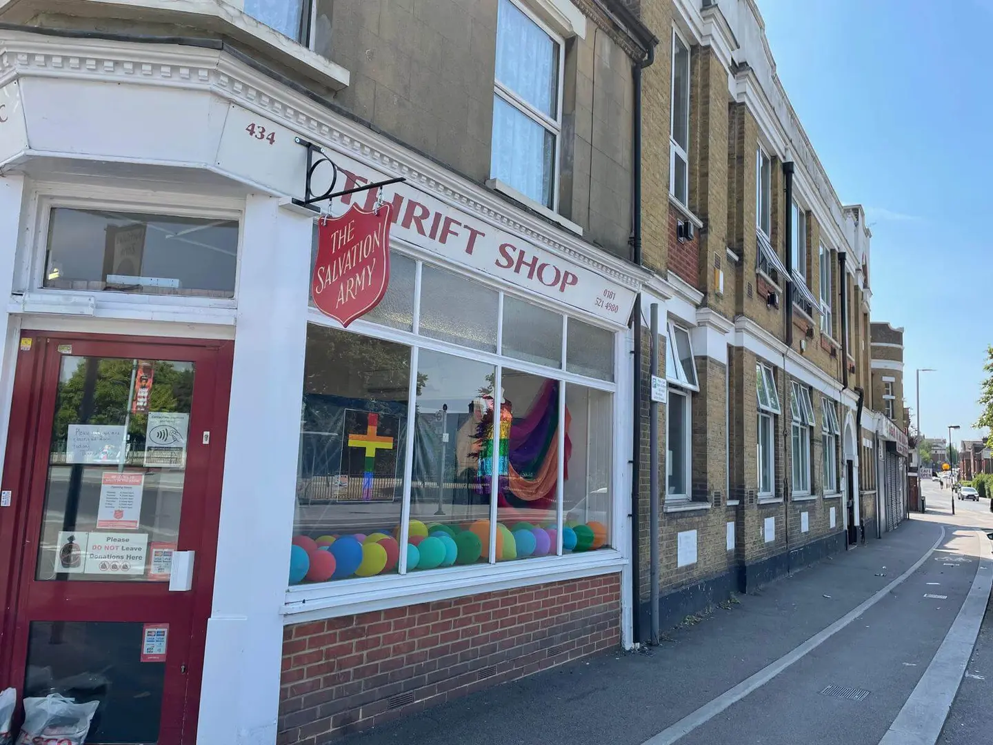 An exterior photo of The Salvation Army's Walthamstow charity shop Sally in the Stow