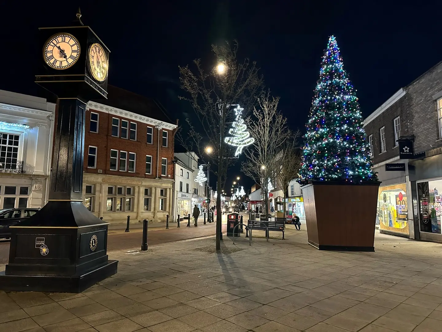 Stowmarket Market Place at Christmas