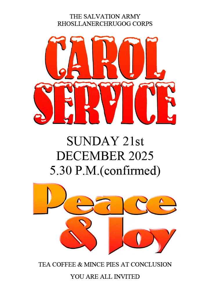 Corps Carol Service 21st December 2025