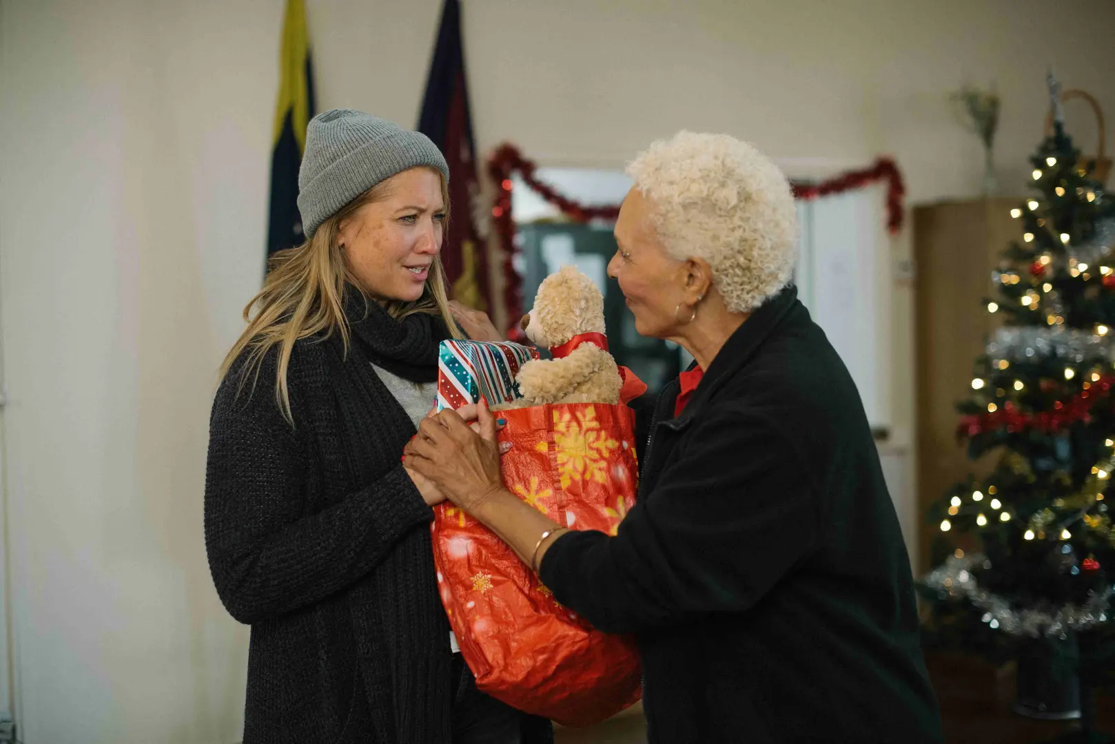 Kristen receives a Christmas care package from one of our officers at her local church.