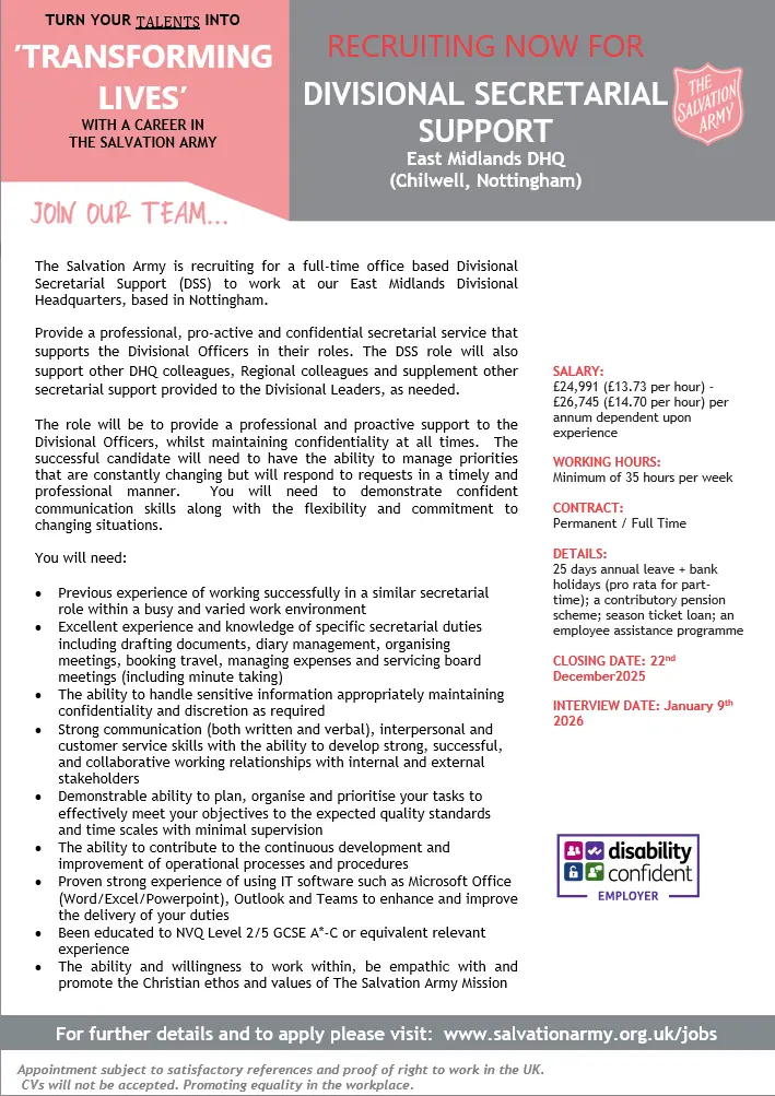 DSS at East Midlands DHQ advert