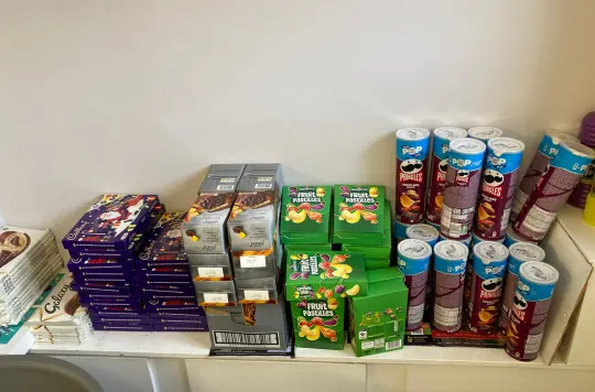 picture of crisps, chocolates and goodies 