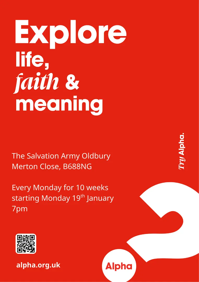 Alpha Poster showing the date and time of meeting