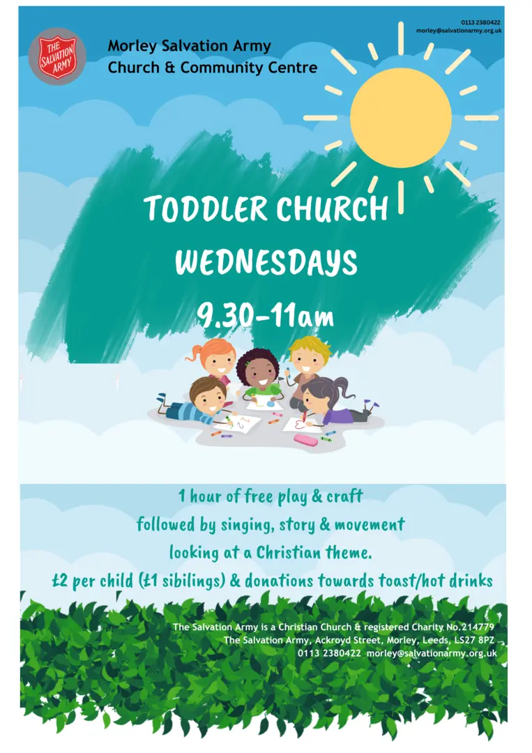 toddler church wednesday 9.30-11am 2 pound per child