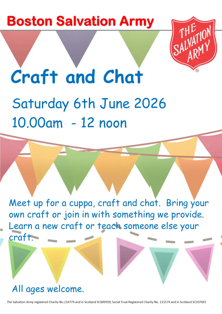 Craft and Chat details for 6th June 2026