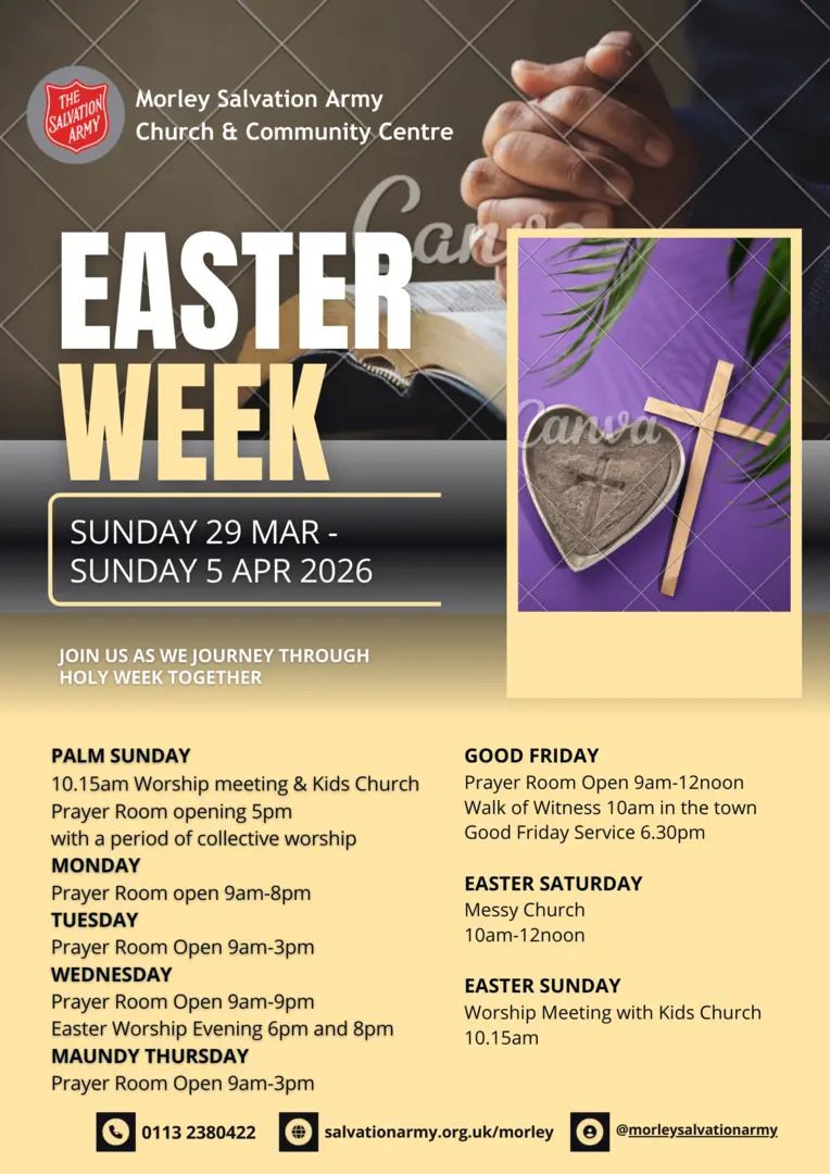 easter week dates messy church on sat, holy week prayer week all week, palm sunday worship 