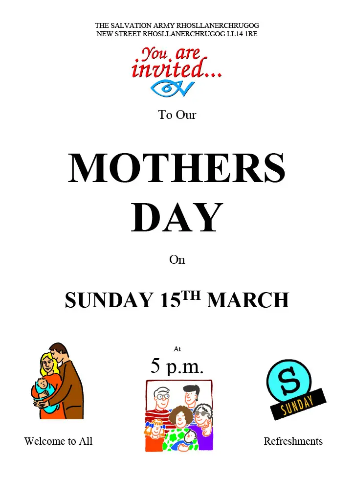 Mother's Day 2026 Rhosllanerchrugog