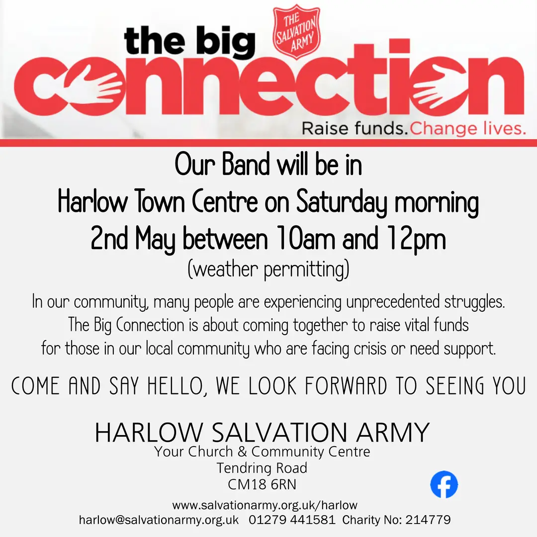 The Big Connection. Harlow Town Centre between 10am and 12pm Saturday 2nd May 2026